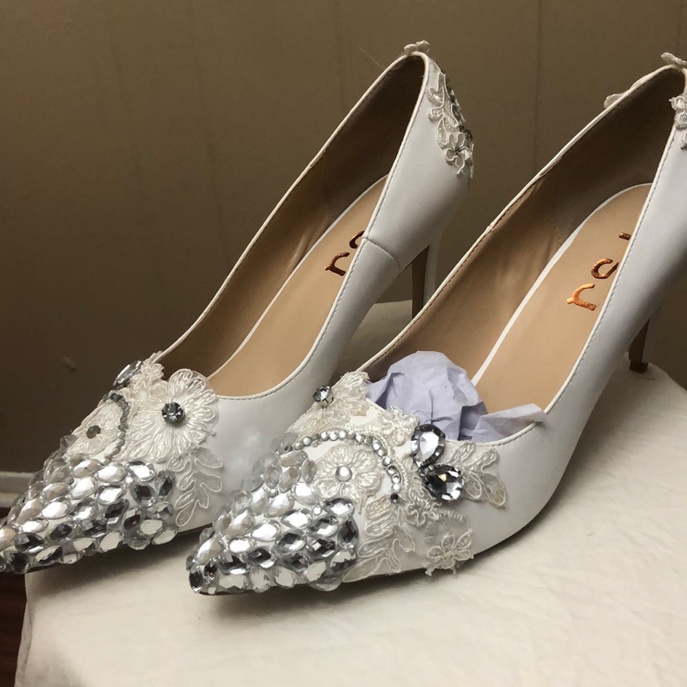 White embellished shoes